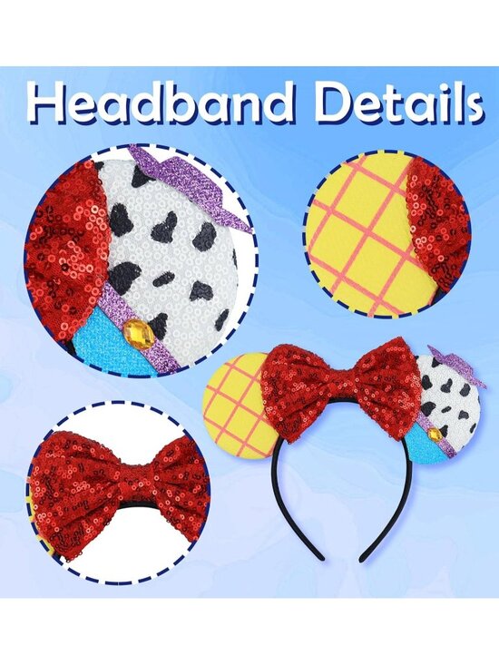 Women\'s Woody Polyester Sequin Bow Mickey Mouse Headband Hair Accessory